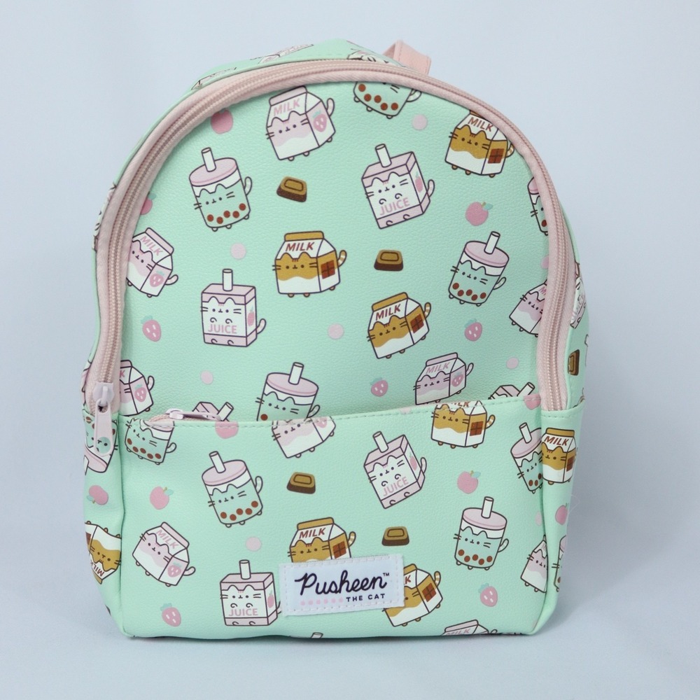 Pusheen The Cat Sips Boba Milk‎ Juice Mini Adjustable Straps Backpack 12"